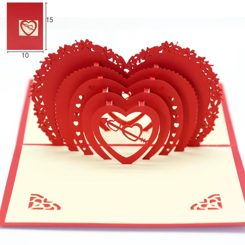 3D Pop up Love Card with Envelope Valentines Day Birthday Anniversary Greeting Cards for Couples Wife Husband Handmade Gifts