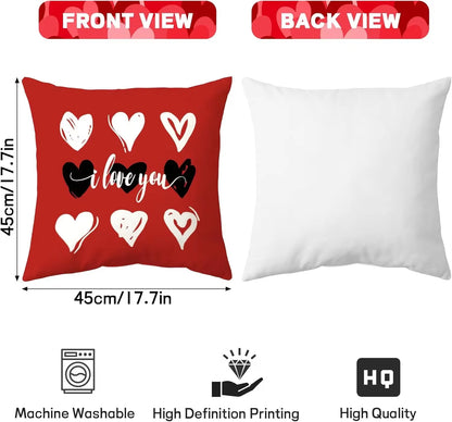 Valentine's Day Decorative Red Love Heart Pillow Covers