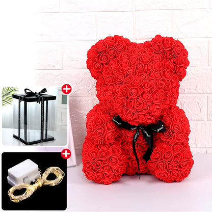 Rose Bear with Box & Lights