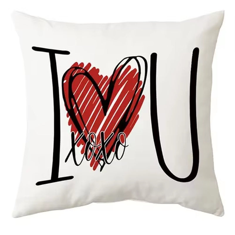 Valentine's Day Decorative Red Love Heart Pillow Covers