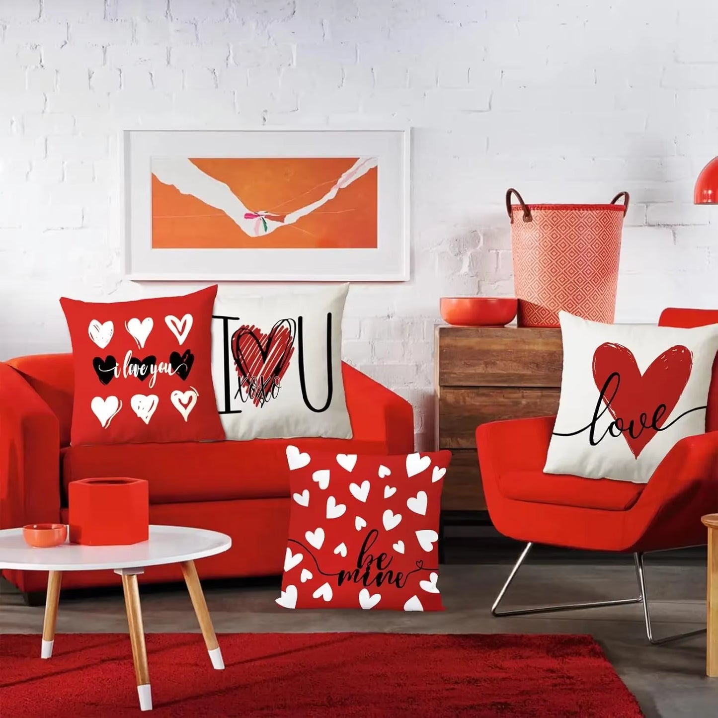 Valentine's Day Decorative Red Love Heart Pillow Covers