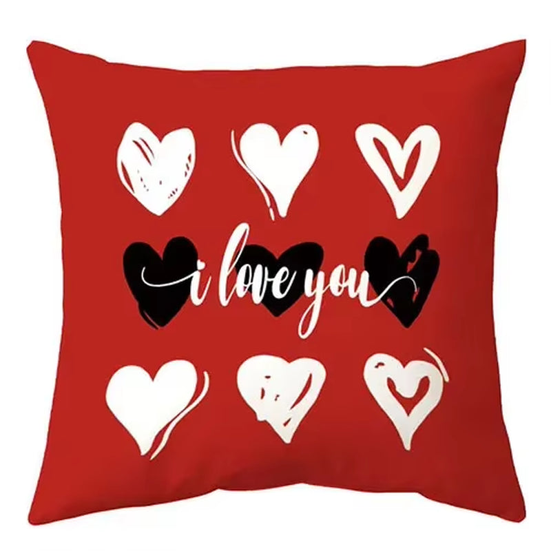 Valentine's Day Decorative Red Love Heart Pillow Covers