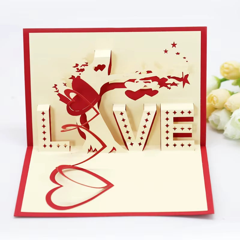 3D Pop up Love Card with Envelope Valentines Day Birthday Anniversary Greeting Cards for Couples Wife Husband Handmade Gifts