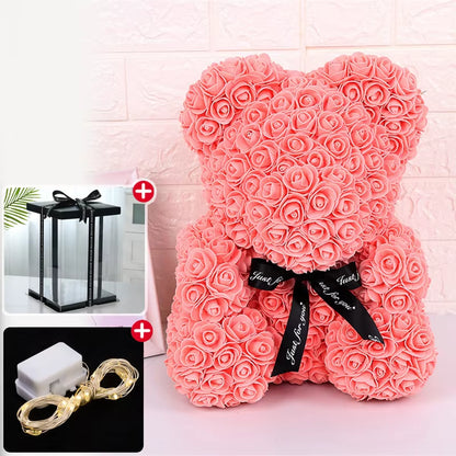 Rose Bear with Box & Lights